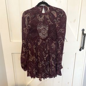 Free People Burgundy Patterned Printed Tunic - XS